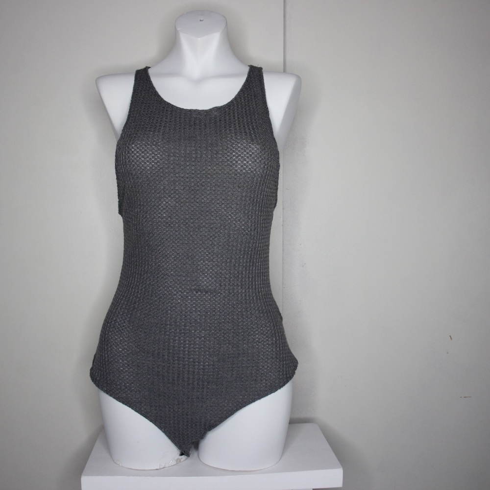 Bodysuit grey waffle texture large Bear Dance